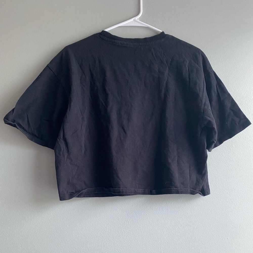 Divided Black Graphic Crop Top - Picture 2 of 3